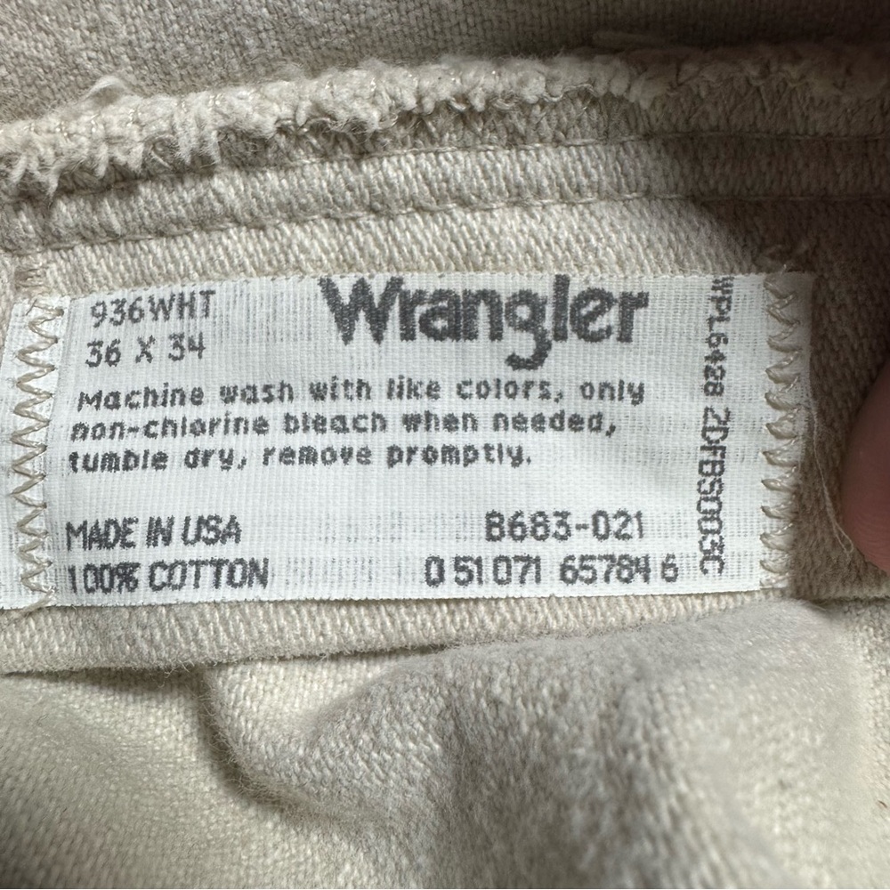 Vintage Wrangler 936 Cowboy Cut Slim Fit Jeans 36x34 White USA Made - Picture 5 of 10